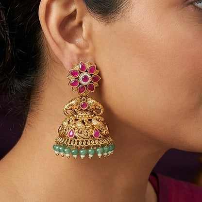 Elegents' Peacock Jadau Wedding Jhumka