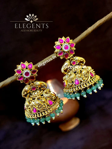 Elegents' Peacock Jadau Wedding Jhumka