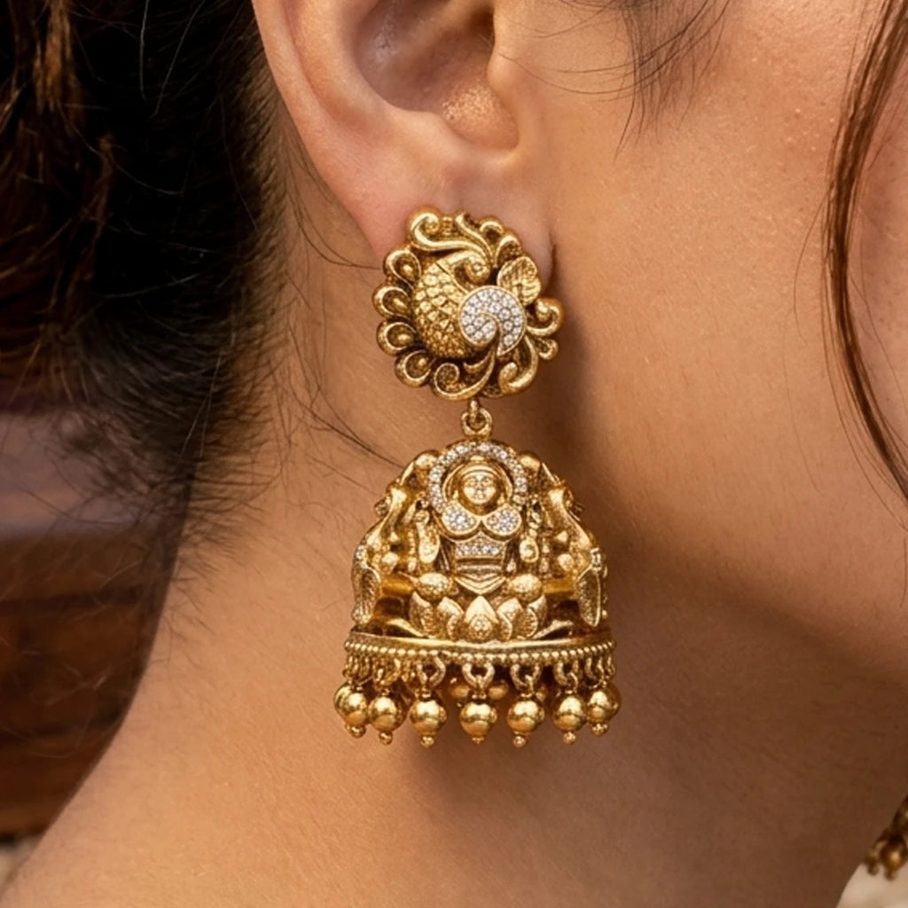 Elegents' Nakshi Stone Jhumka