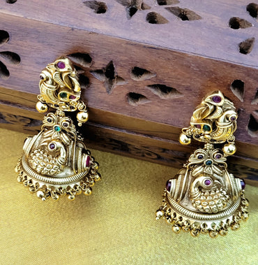 Elegents' Nakshi Peacock Jhumka Earring Set