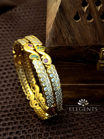 Elegents' Vintage Peacock Stone Bangle Set