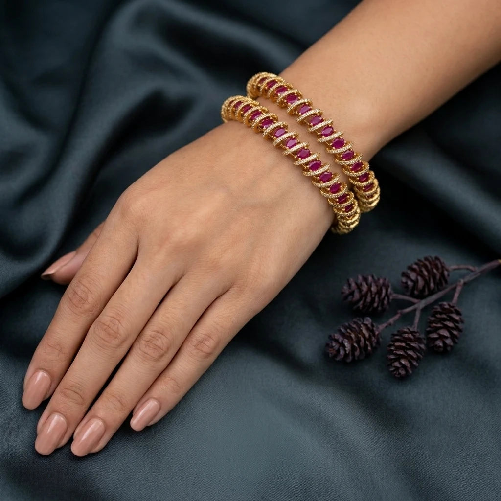 Elegents' Red Cz Bangle