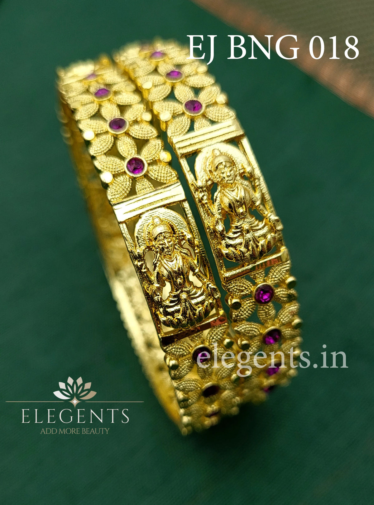 Elegents' Laya Flower With Lakshmi Bangale Set