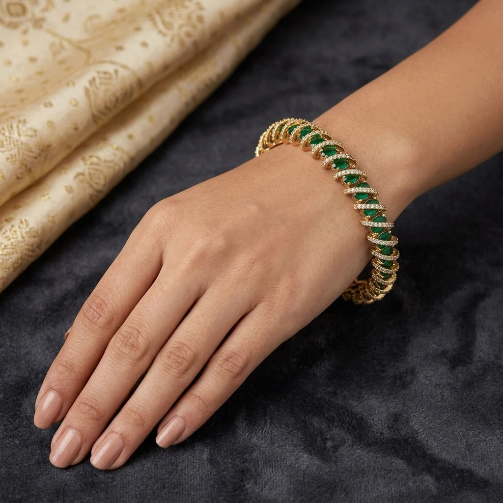 Elegents' Green Stone Bangle