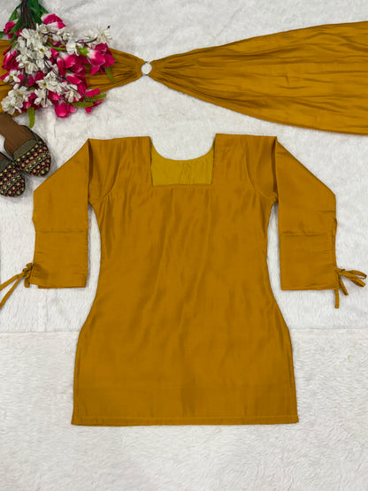 Vastra Creation's Designer Party Wear Top with Farshi Salwar & Dupatta Set