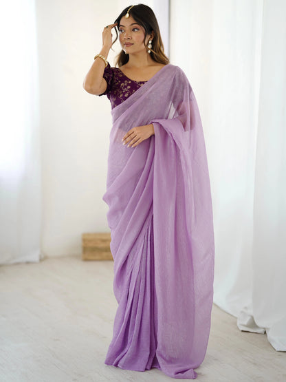 Vastra Creation's Sparkle Silk Ready-to-Wear Saree with Heavy Banarasi Silk Blouse