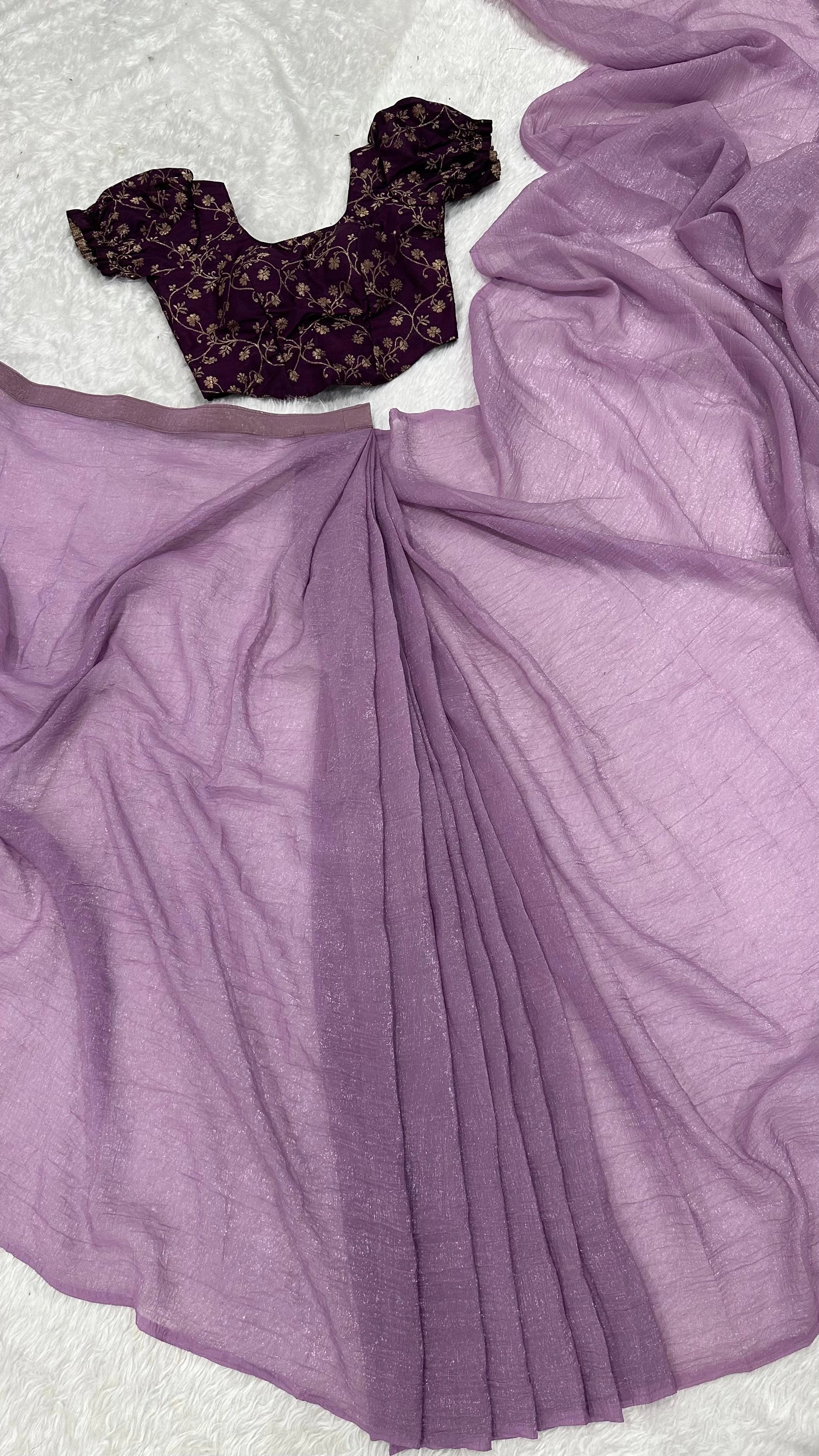 Vastra Creation's Sparkle Silk Ready-to-Wear Saree with Heavy Banarasi Silk Blouse