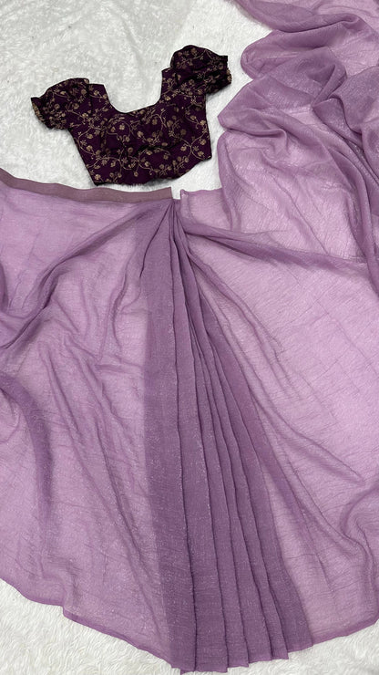 Vastra Creation's Sparkle Silk Ready-to-Wear Saree with Heavy Banarasi Silk Blouse
