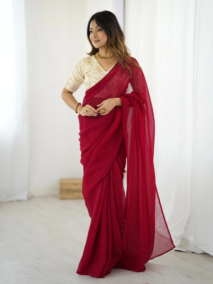 Vastra Creation's Sparkle Silk Ready-to-Wear Saree with Heavy Banarasi Silk Blouse