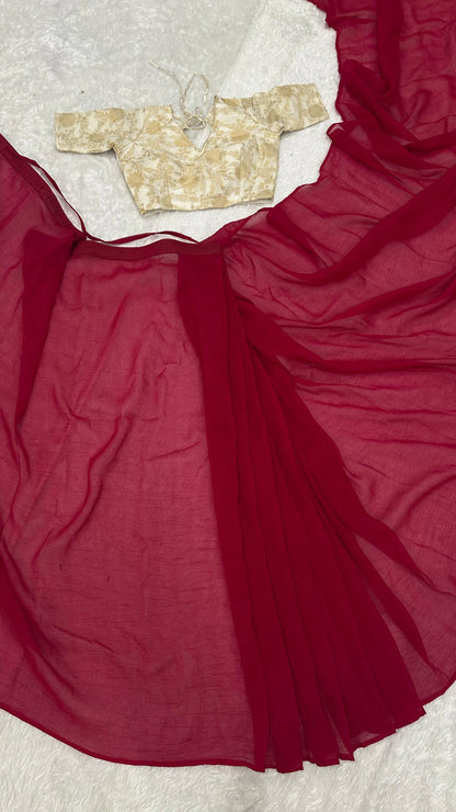 Vastra Creation's Sparkle Silk Ready-to-Wear Saree with Heavy Banarasi Silk Blouse