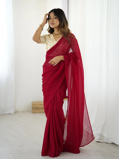 Vastra Creation's Sparkle Silk Ready-to-Wear Saree with Heavy Banarasi Silk Blouse
