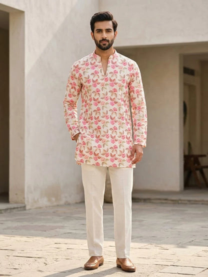 Shyam Enterprises' Trending Men's Short-Length Kurta with Heavy Work