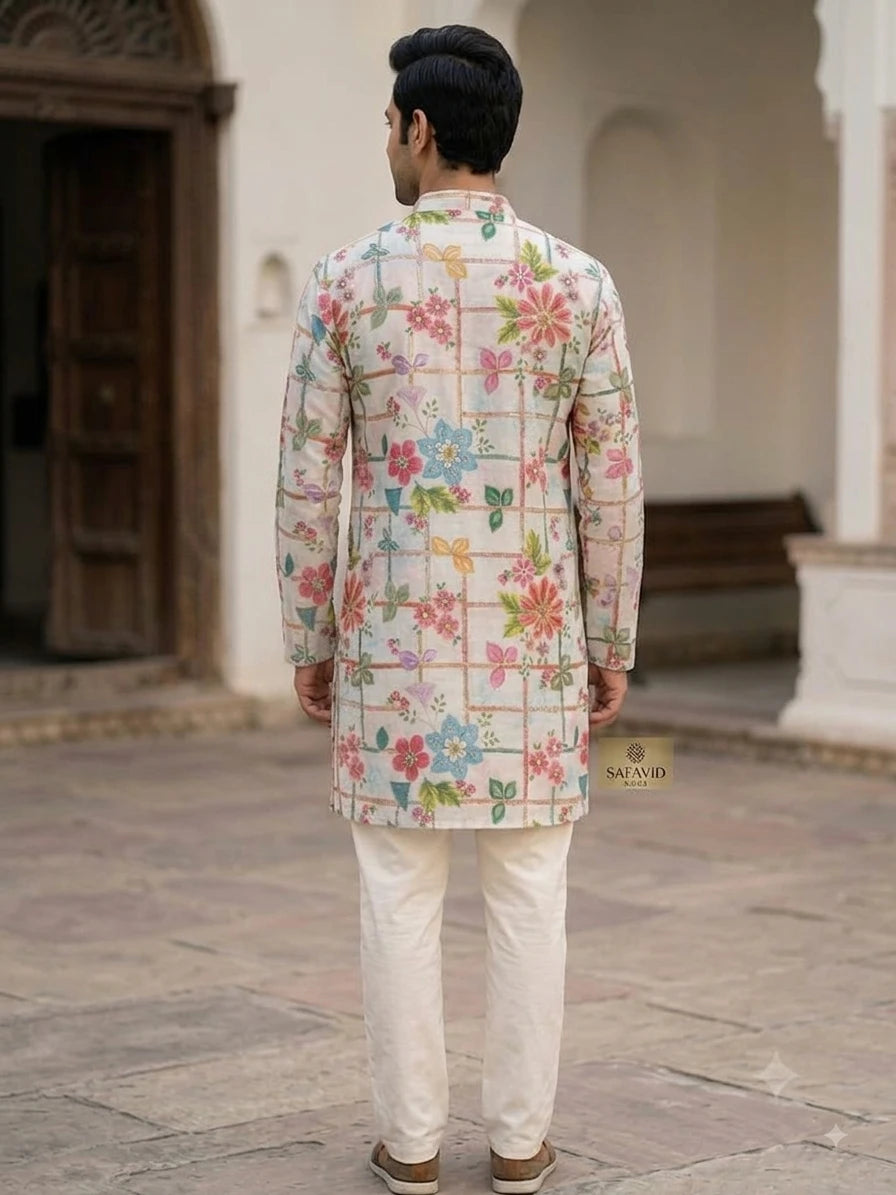 Shyam Enterprises' Trending Men's Short-Length Kurta with Heavy Work