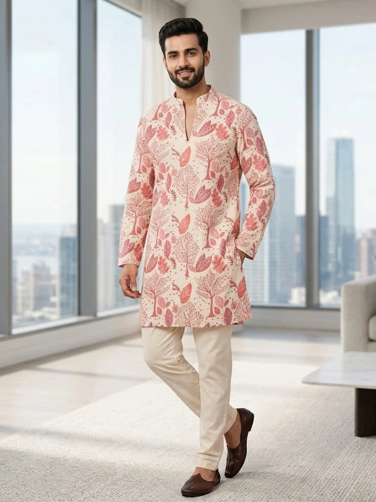 Shyam Enterprises' Trending Men's Short-Length Kurta with Heavy Work