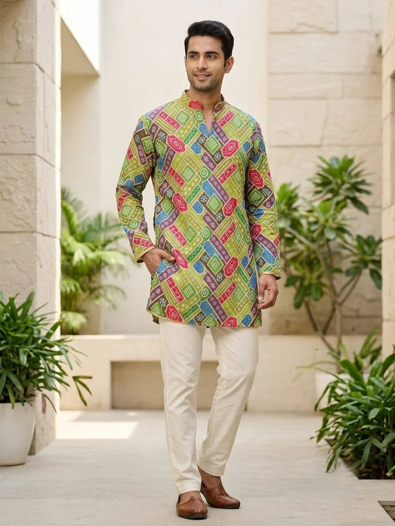 Shyam Enterprises' Trending Men's Short-Length Kurta with Heavy Work