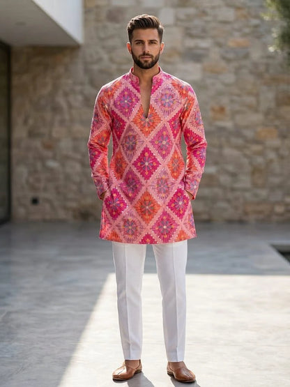 Shyam Enterprises' Trending Men's Short-Length Kurta with Heavy Work