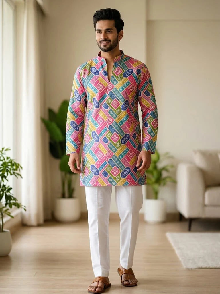 Shyam Enterprises' Trending Men's Short-Length Kurta with Heavy Work