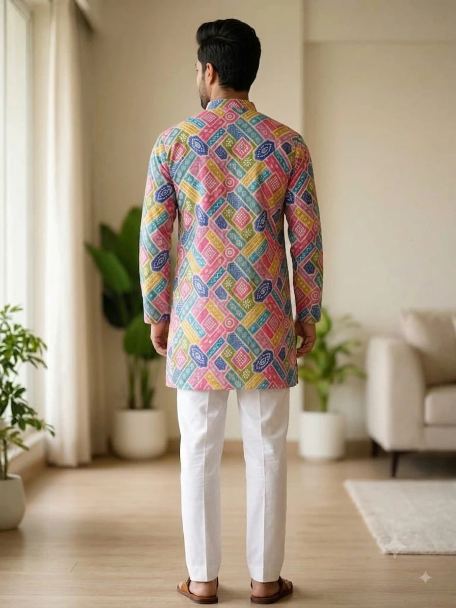 Shyam Enterprises' Trending Men's Short-Length Kurta with Heavy Work