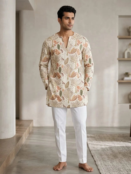Shyam Enterprises' Trending Men's Short-Length Kurta with Heavy Work