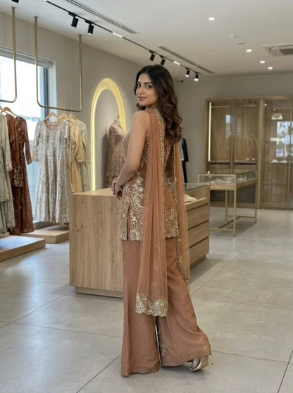 Desire Studio's Festive Designer Top, Palazzo & Belt Dupatta Set