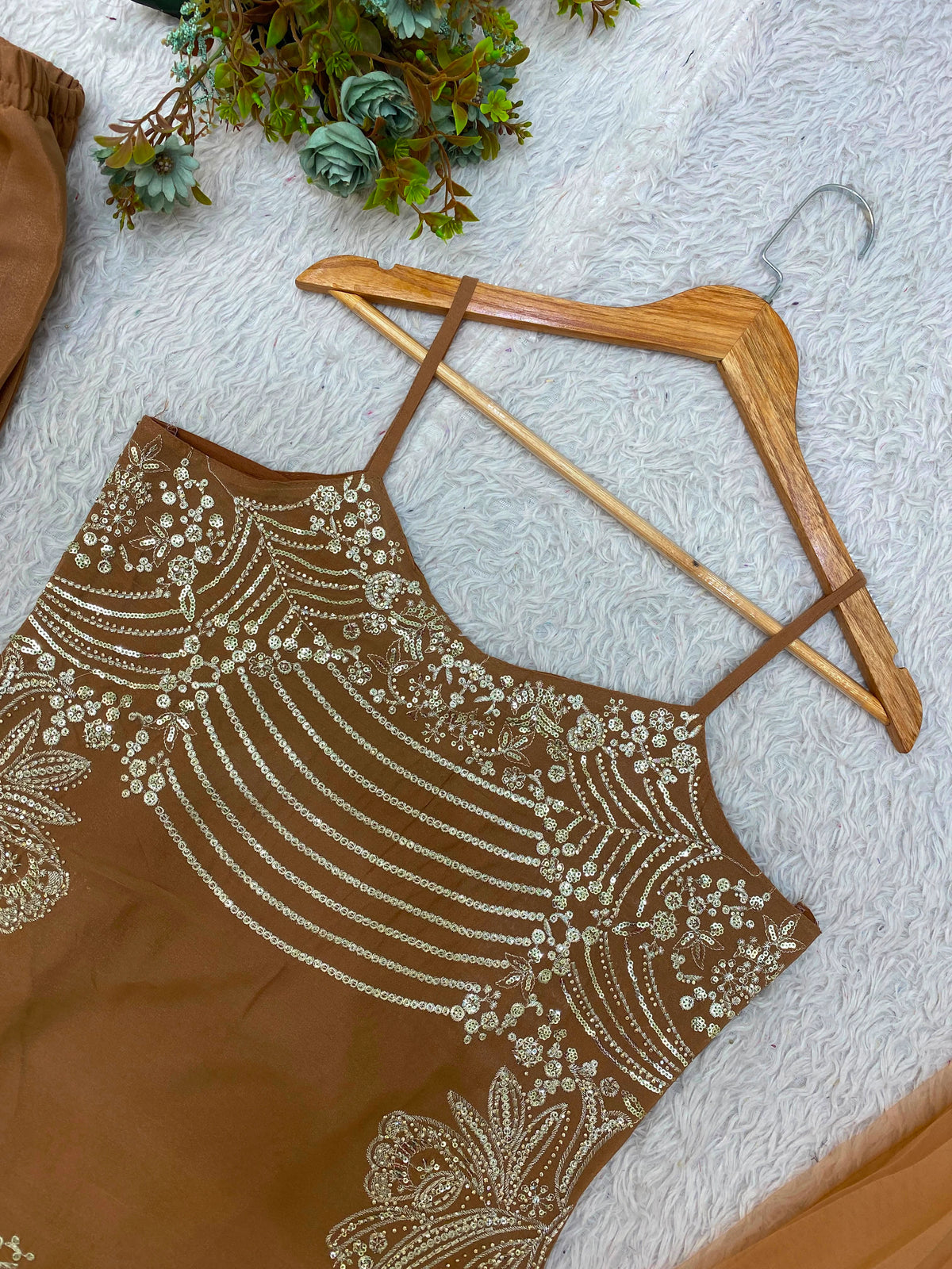 Desire Studio's Festive Designer Top, Palazzo & Belt Dupatta Set