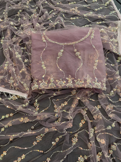 Vastra Creation's Elegant Butterfly Net Saree with Beads, Moti & Sequin Work