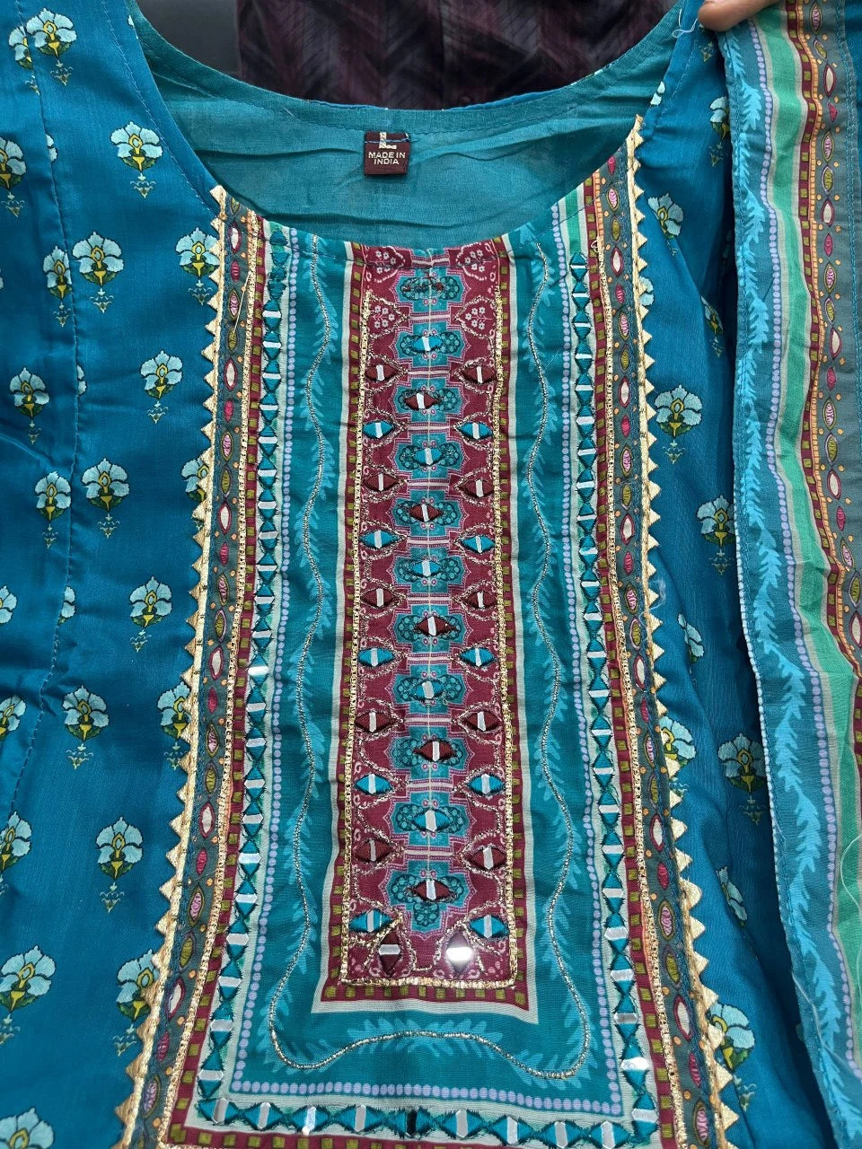 Vastra Creation's Rajasthani Full Anarkali Latkan Lace Round Set – 3 Piece