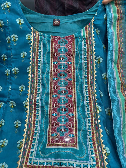 Vastra Creation's Rajasthani Full Anarkali Latkan Lace Round Set – 3 Piece