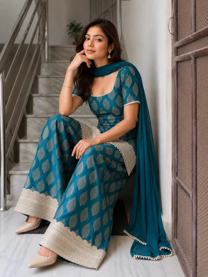 Vastra Creation's Premium Banarasi Sharara 3-Piece Set