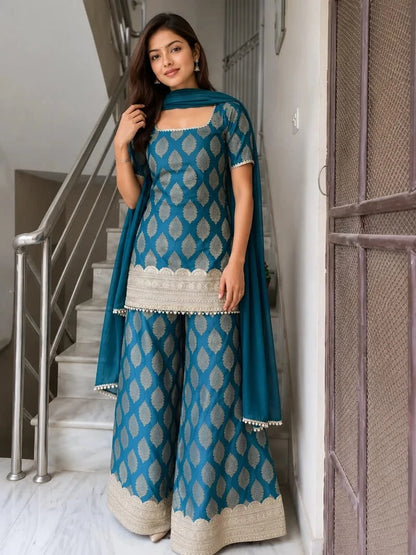 Vastra Creation's Premium Banarasi Sharara 3-Piece Set