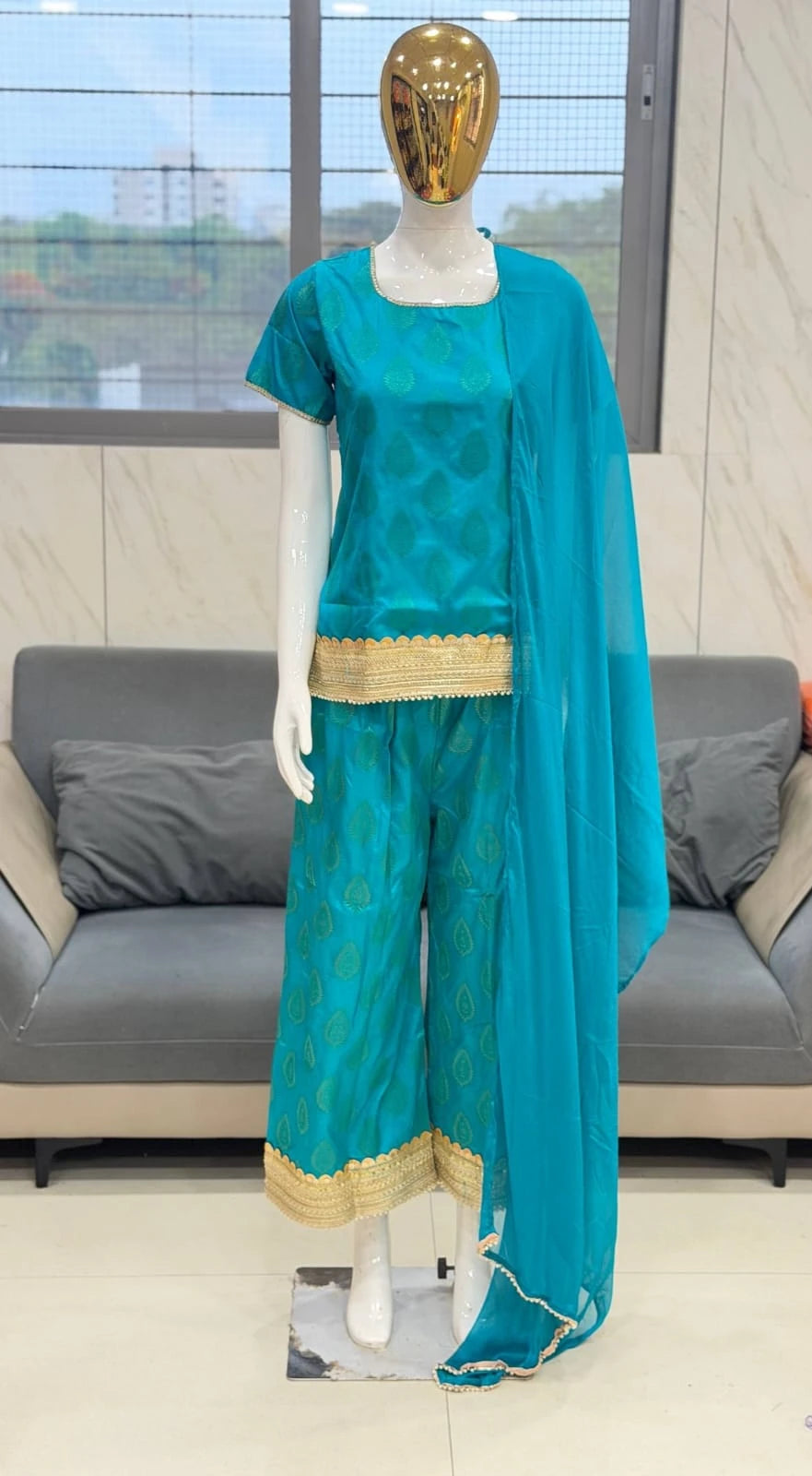 Vastra Creation's Premium Banarasi Sharara 3-Piece Set