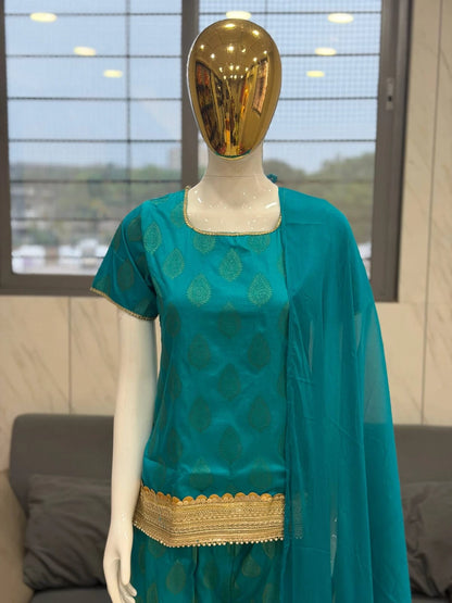 Vastra Creation's Premium Banarasi Sharara 3-Piece Set