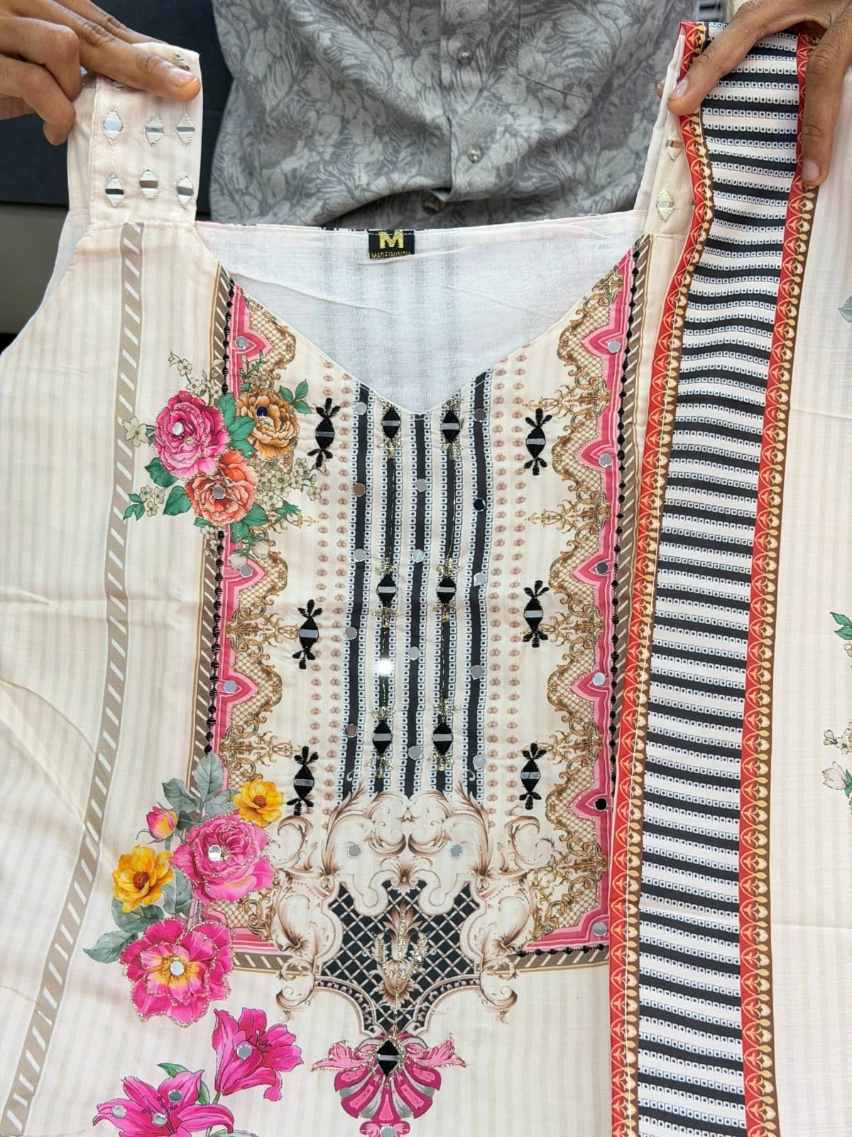 Vastra Creation's New Designer Pure Crepe Silk Mirror Work Top, Pant & Dupatta Set