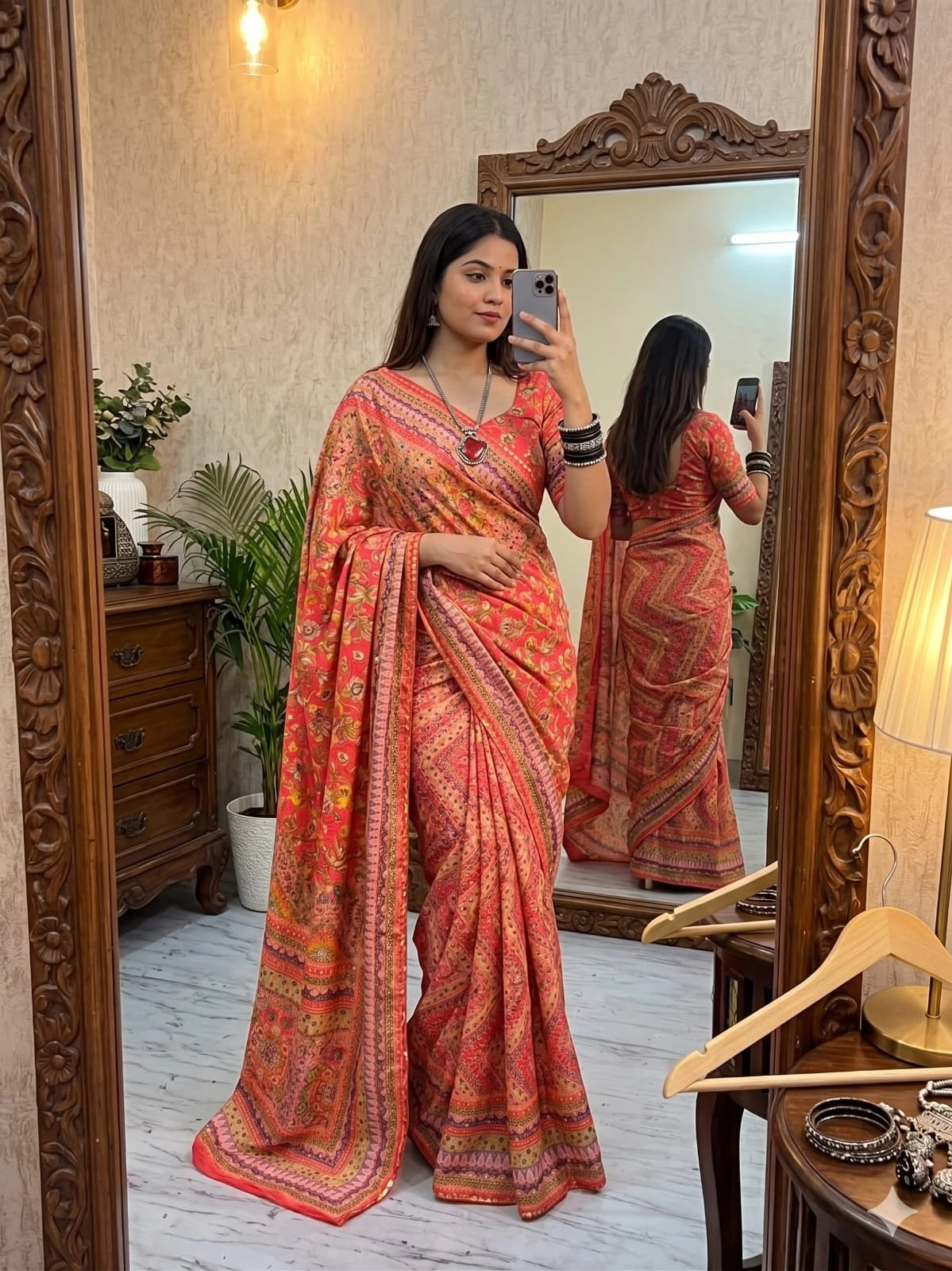 ASN Creats' Beautiful Real Mirror Work Saree Collection