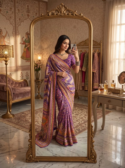 ASN Creats' Beautiful Real Mirror Work Saree Collection