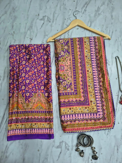 ASN Creats' Beautiful Real Mirror Work Saree Collection
