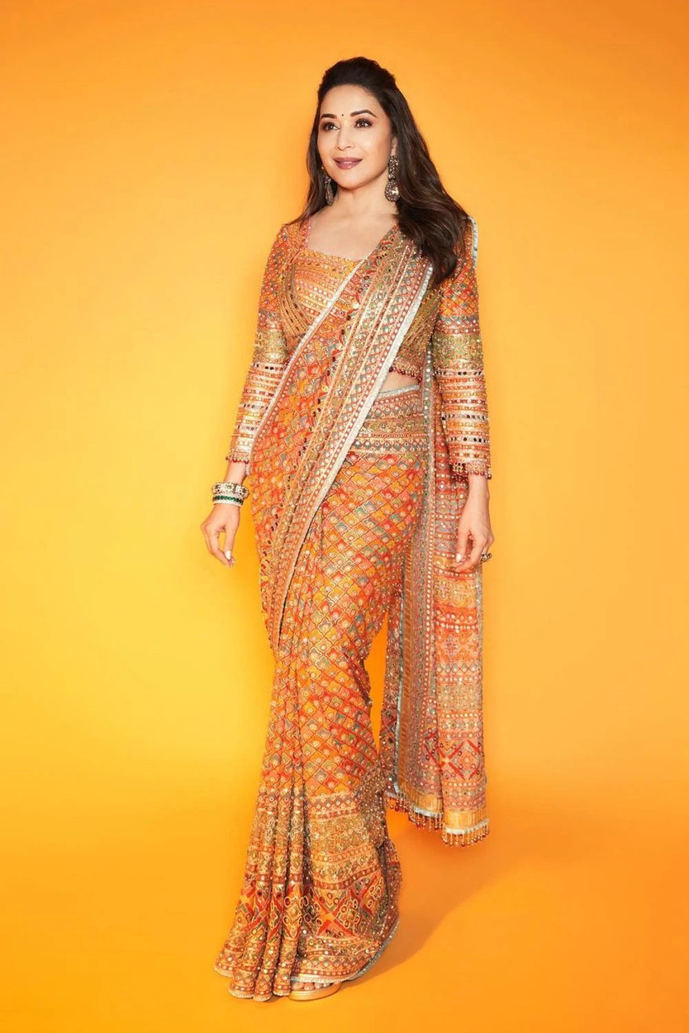ASN Creats' Premium Chinon Silk Real Mirror Work Saree