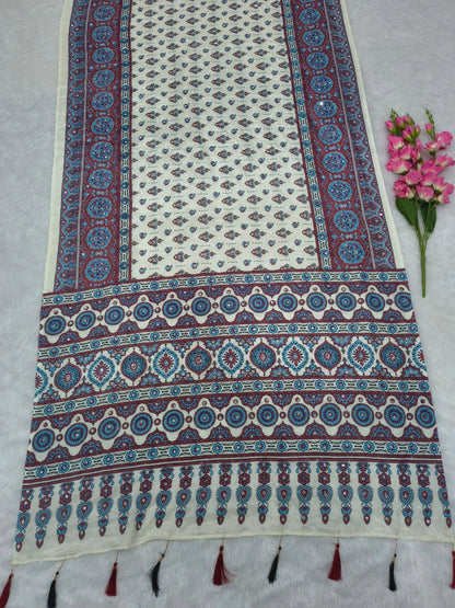 ASN Creats' Premium Chinon Silk Real Mirror Work Saree with Tassels