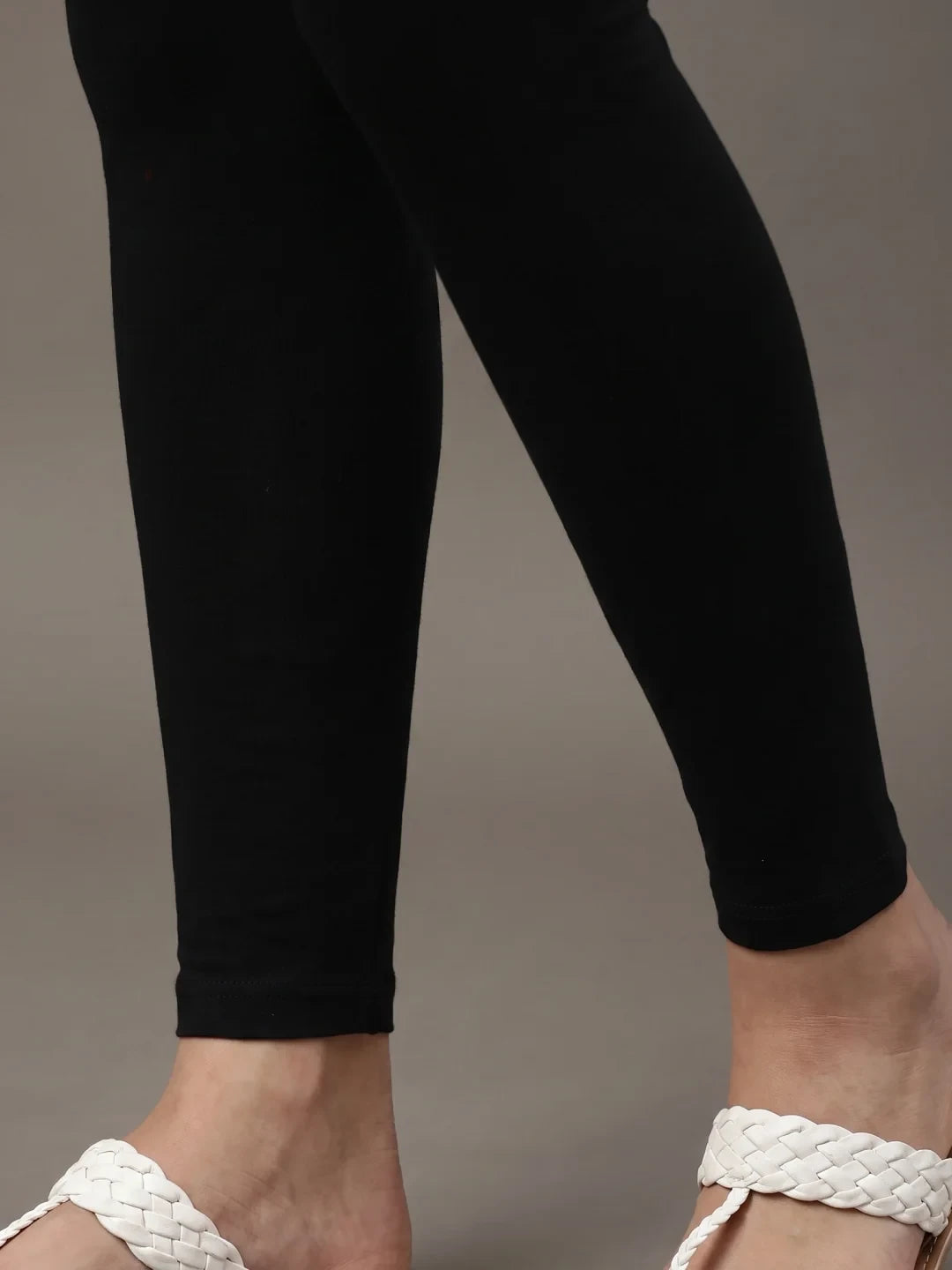Go Colors Black Cotton Stretch Ankle Length Leggings