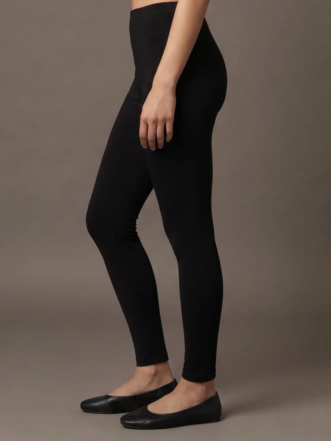 Go Colors Black Cotton Stretch Ankle Length Leggings