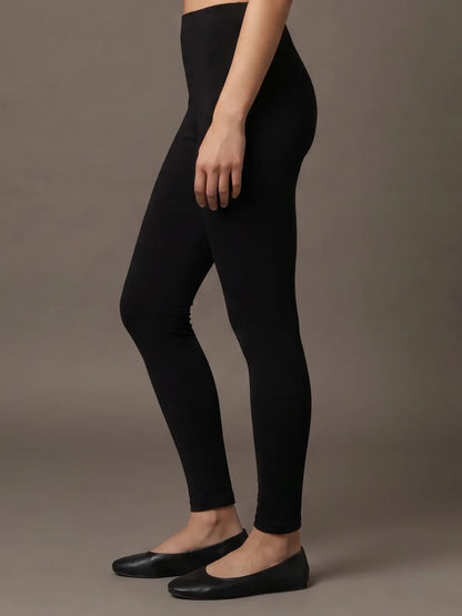 Go Colors Black Cotton Stretch Ankle Length Leggings