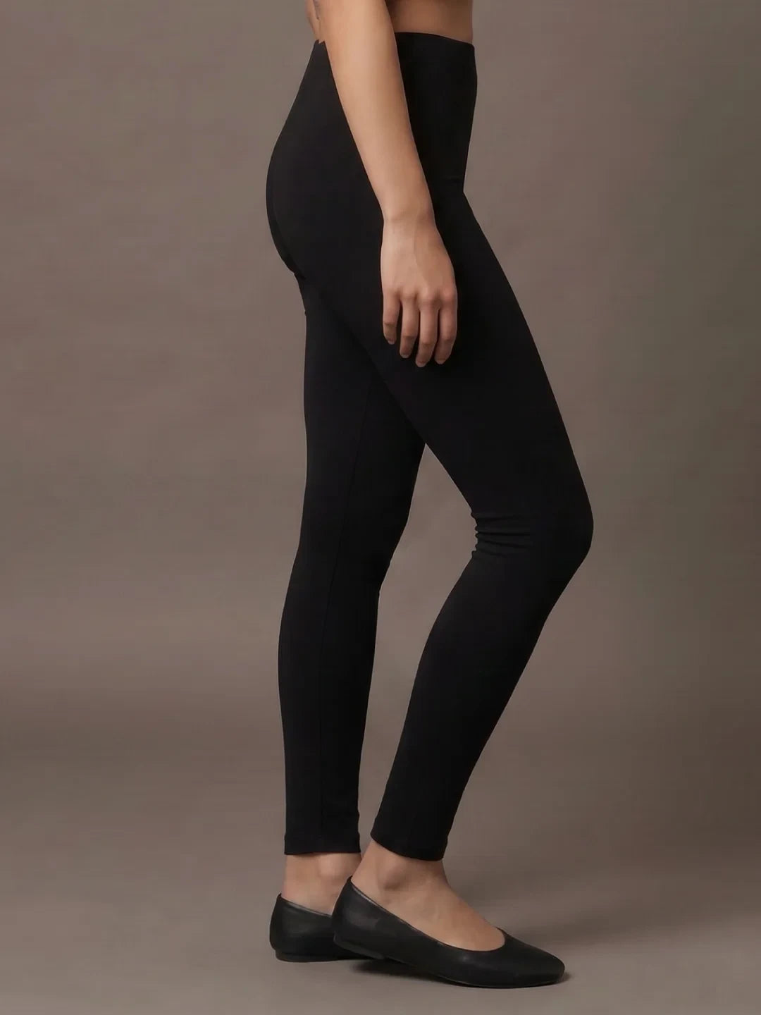 Go Colors Black Cotton Stretch Ankle Length Leggings