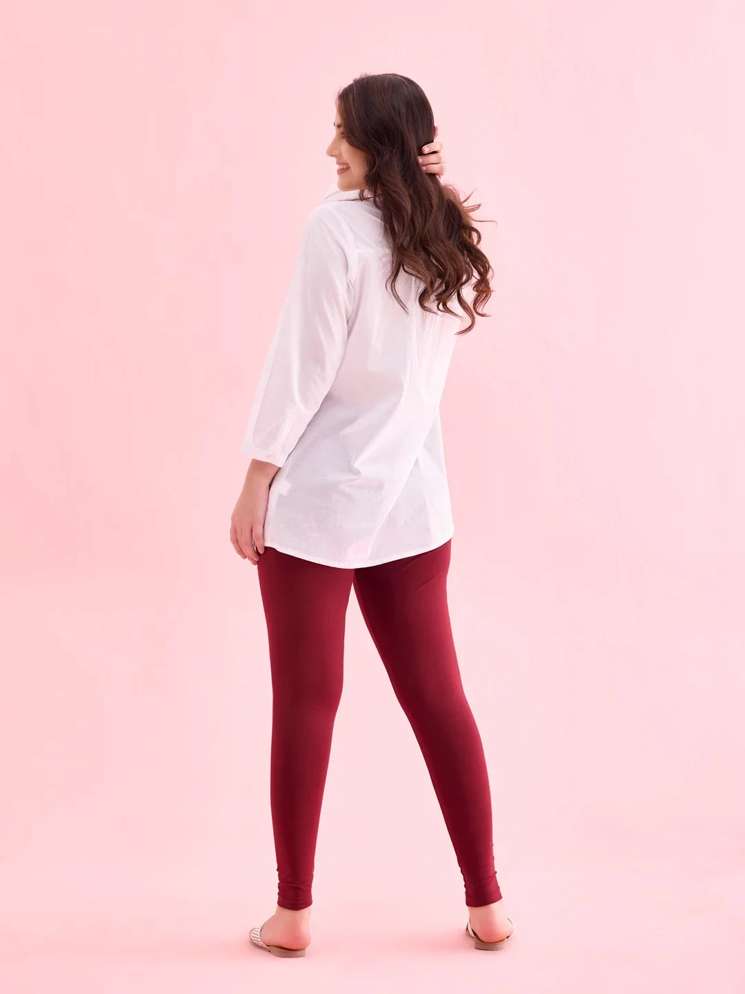 Go Colors Maroon Cotton Stretch Ankle Length Leggings