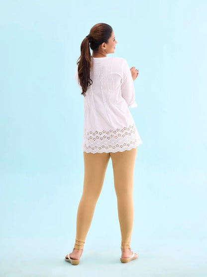 Go Colors Wheat Cotton Stretch Ankle Length Leggings