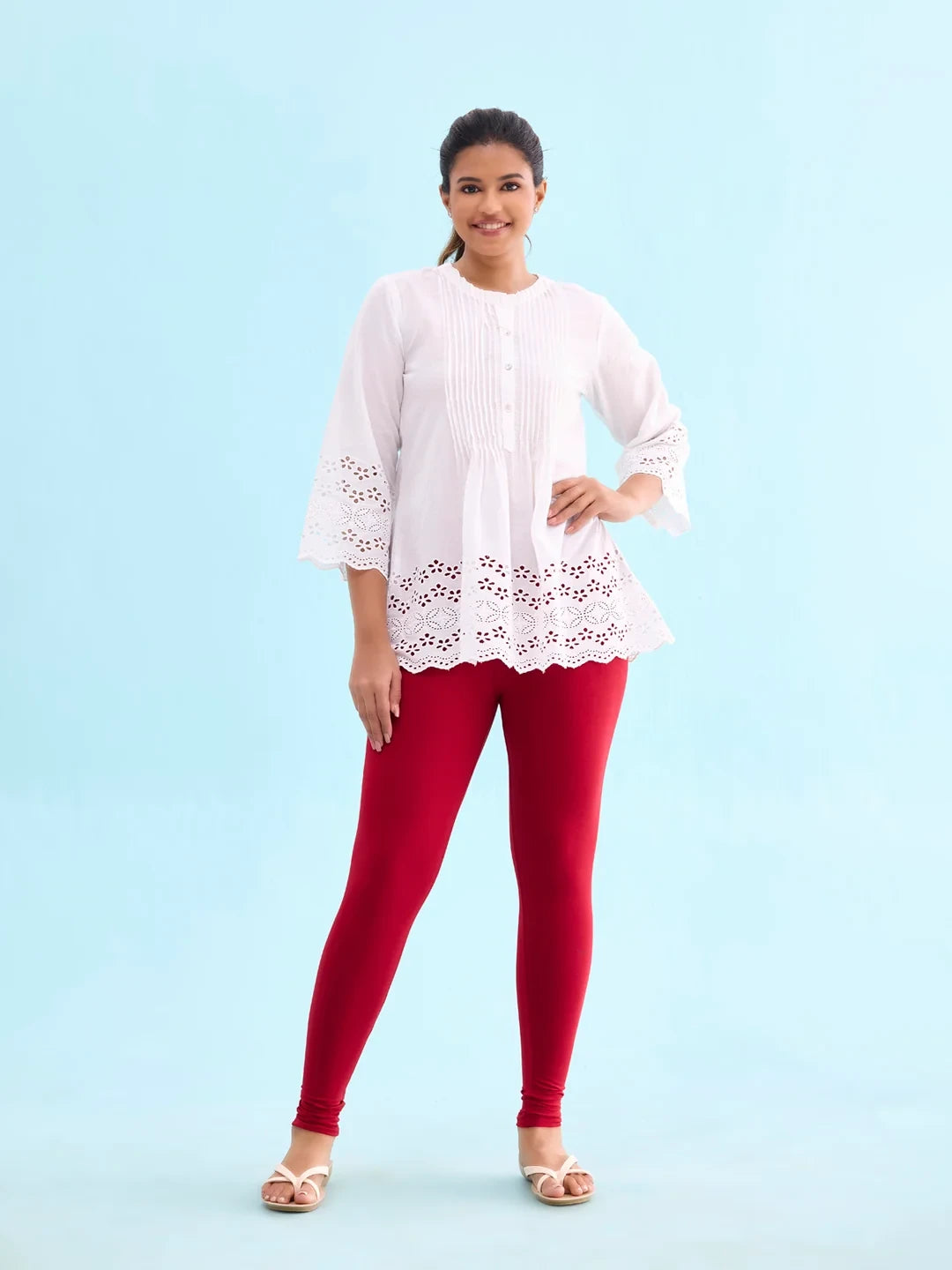 Go Colors Cherry Cotton Stretch Ankle Length Leggings