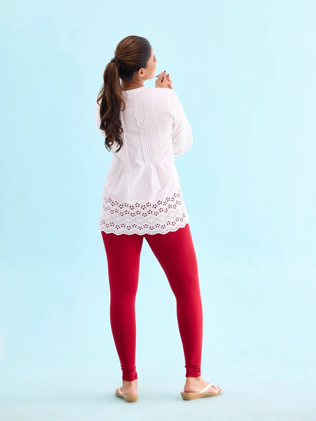 Go Colors Cherry Cotton Stretch Ankle Length Leggings