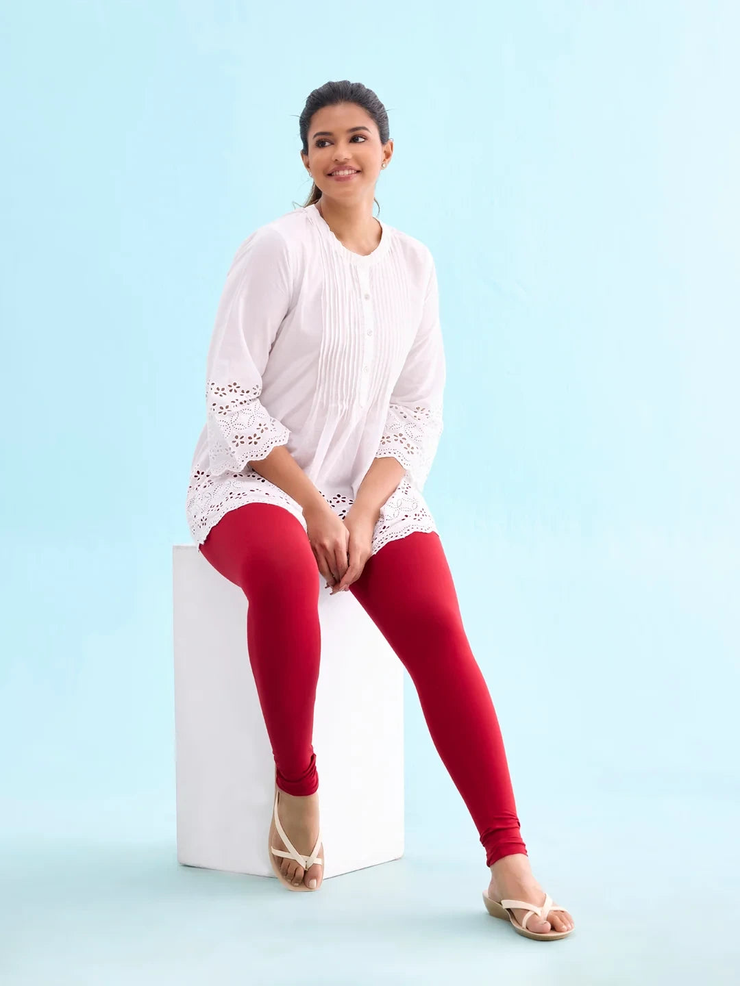 Go Colors Cherry Cotton Stretch Ankle Length Leggings