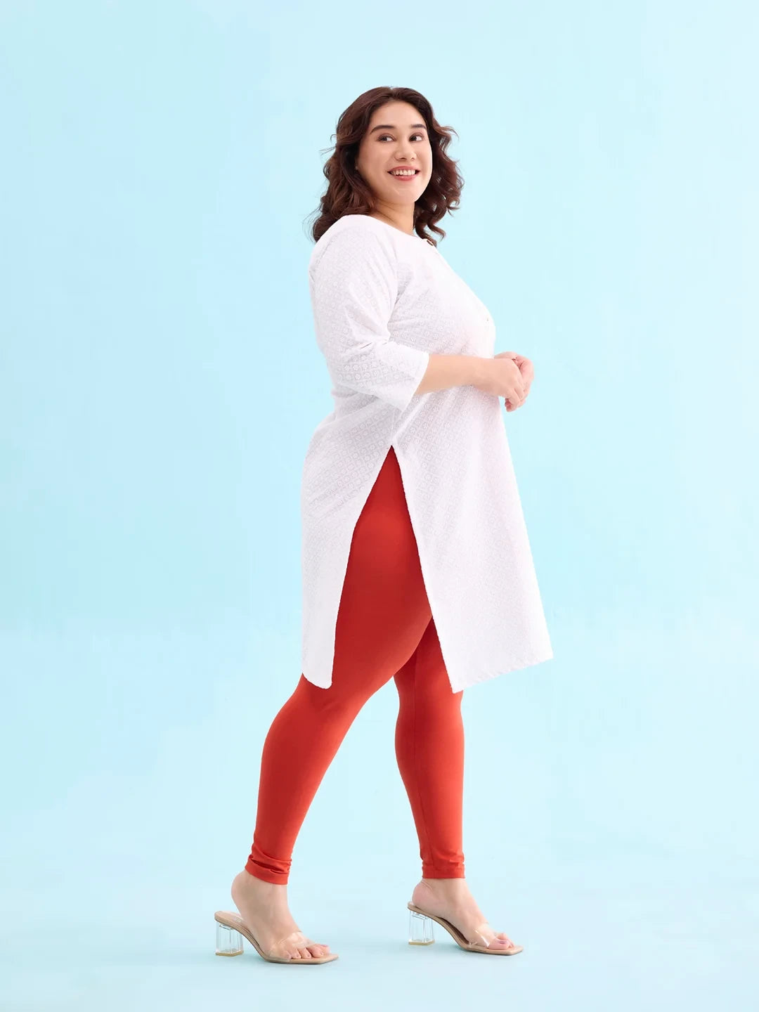 Go Colors Rust Cotton Stretch Ankle Length Leggings