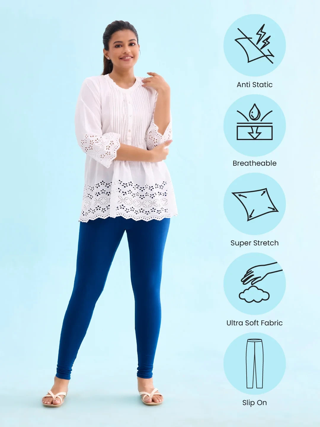 Go Colors Royal Cotton Stretch Ankle Length Leggings