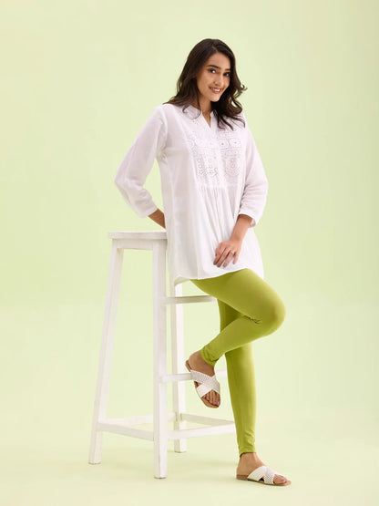 Go Colors Light Pista Cotton Stretch Ankle Length Leggings